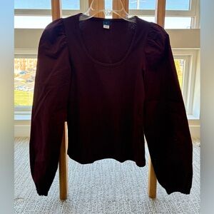 Burgundy puff sleeve Old Navy top